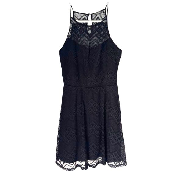 Lily Rose Sleeveless Black Lace Overlay Woman's Size L Fit & Flare Dress - Picture 1 of 9